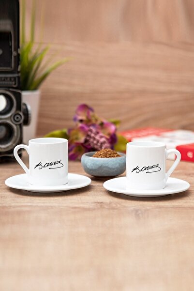 Hediyedukkani Kemal Atatürk Signed Double Turkish Coffee Cup