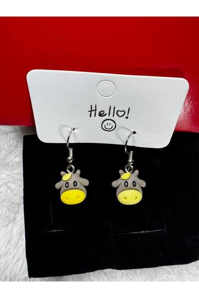 Fasion Jewelry İNEK FİGÜRLÜ MİNİMALİST ALERJİ YAPMAZ ÇOCUK KÜPE