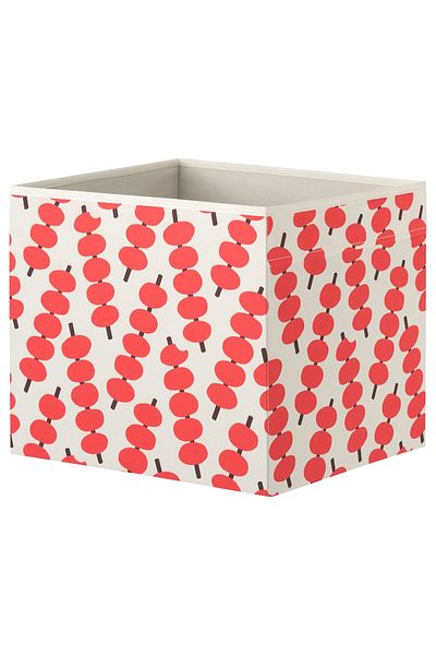 IKEA Fössta Box, Red Sugar Pattern-White, 33X38X33 cm