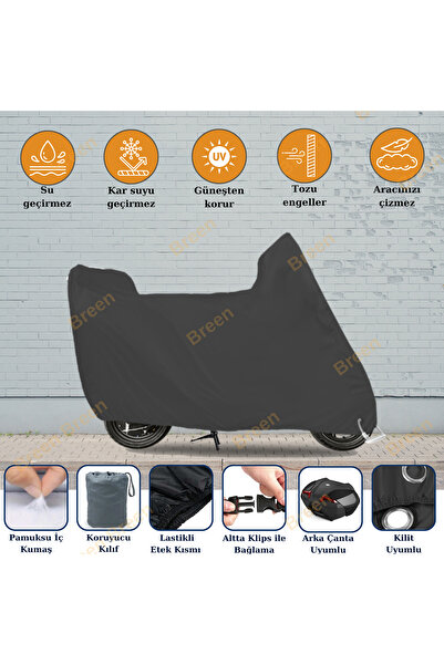 Breen Siyah Kuba Ege 50 Için Arka Çanta Ve Kilit Uyumlu Motosiklet Branda, Güvenli