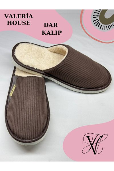 Mode Cool Wool Unisex Slippers - Semi-Leather, Velvet Corduroy, Non-Slip Sole and Comfort