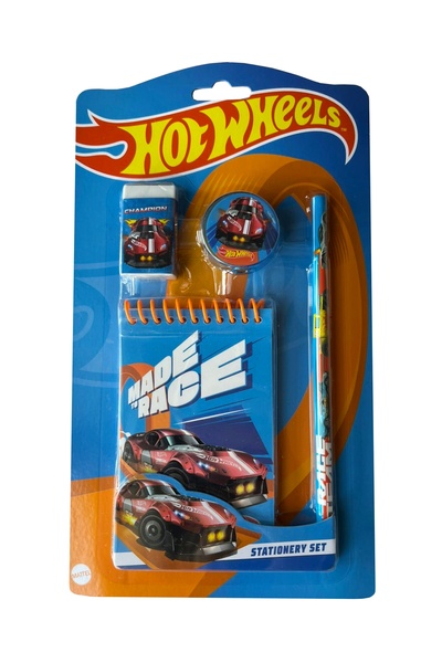 HOT WHEELS Lisanslı Extra 4 Parça Kırtasiye Seti - Not Defteri, Silgi, Kalem,...