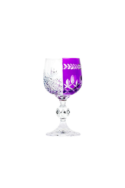 Kristal Market Handmade Crystal Bohemia Purple Double Color Decorative Presentation Stand Footed Goblet Coffee Side Water Glass