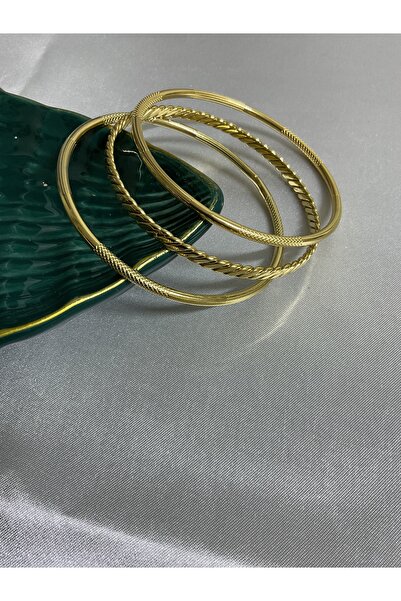 TREND BURGU VE İŞLEMELİ 3'LÜ AJDA ÇELİK BİLEZİK (M:234)