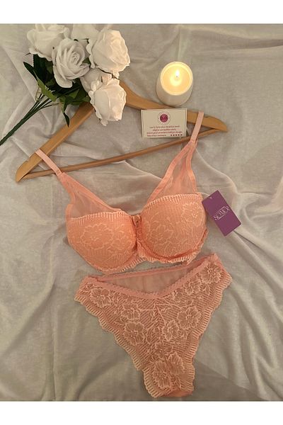 SOMOR Tule Lace Decolte Filled Bra Set