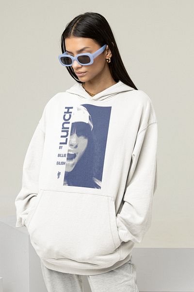 SEVBANO Lunch Billie Eilish Printed Unisex Oversize Design Singer Hoodie