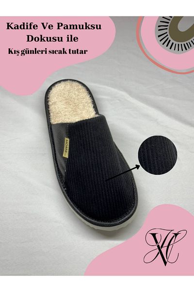 Mode Cool Wool Unisex Slippers - Semi-Leather, Velvet Corduroy, Non-Slip Sole and Comfort