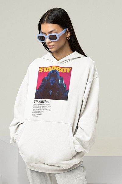 SEVBANO The Weeknd Starboy Printed Unisex Oversize Singer Hoodie