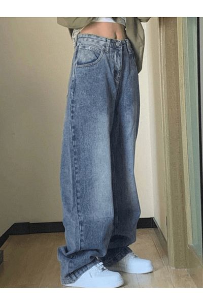 Gofeel Harajuku Street Blue Washed Baggy Jeans