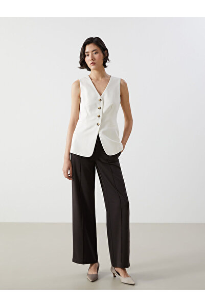 LC Waikiki Brown Standard Fit Straight Wide Leg Women's Trousers