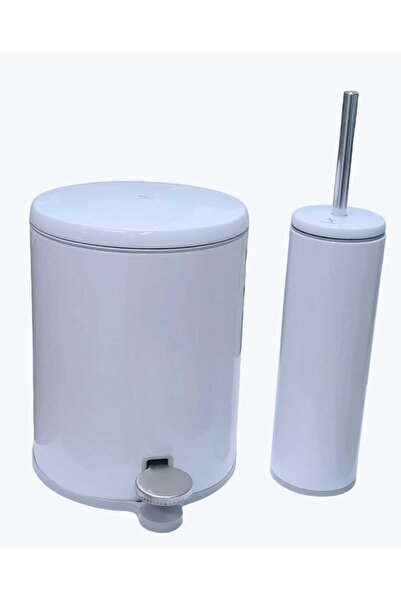 pirimanova Prima Nova Steel Trash Can Soft and Wc Toilet Brush White