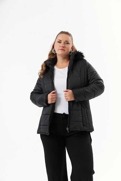 RMG Black Quilted Puffer Jacket - Plus Size Lined
