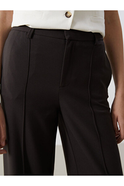 LC Waikiki Brown Standard Fit Straight Wide Leg Women's Trousers