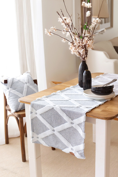 HAMUR Punch Washable Tableware, Table, Living Room, Kitchen and Coffee Table Table Runner Bella Gray