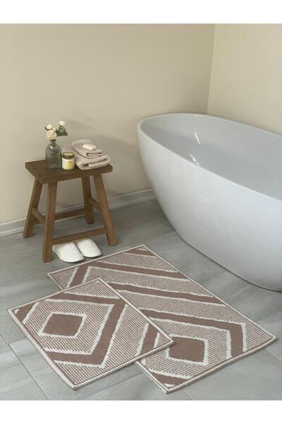 Bluenity Covoraș de baie Palamutbükü bej 2 piese - 60x100+50x60 cm bumbac natural