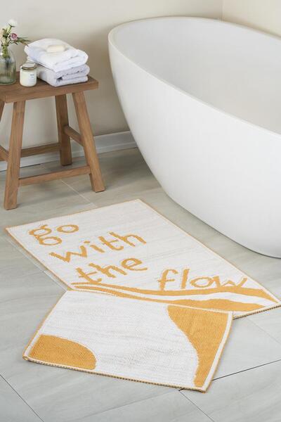 Bluenity Go With The Flow Doğal Pamuklu 2'li Banyo Paspas Seti 60X100+50X60 C...