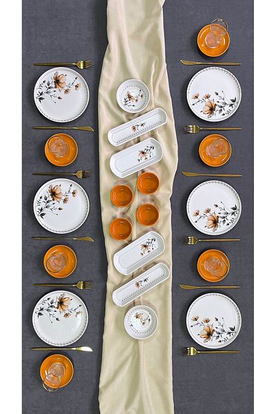 Erbaşlar Feraye Luxury Ceramic 22 Piece Breakfast Set, Set