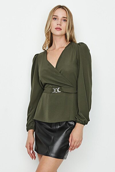 Select Moda Μπλούζα - Χακί - Στενή γραμμή