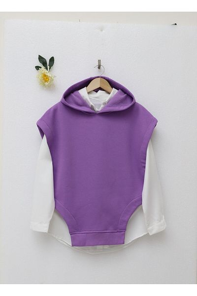 Modamorfo Hooded Three Thread Raster Pants Set -Purple