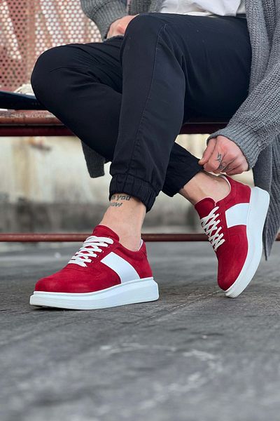 Wagoon Wg011 Red Suede Men's Casual Shoes
