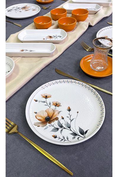 Erbaşlar Feraye Luxury Ceramic 22 Piece Breakfast Set, Set