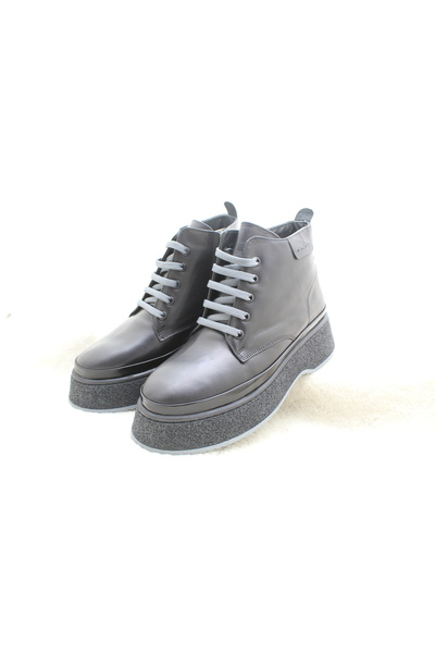 MABU HAKİKİ DERİ KALIN TABAN BAĞCIKLI FERMUARLI YÜKSEK BOT