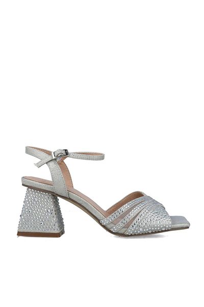 MENBUR WOMEN SHOES SILVER SANDAL, MID HEEL, WITHOUT PLATFORM