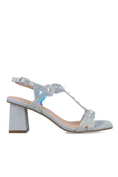 MENBUR WOMEN SHOES SILVER SANDAL, MID HEEL, WITHOUT PLATFORM
