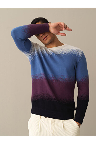 Xint Erkek Lacivert Pamuk Dokulu Bisiklet Yaka Regular Fit Kazak