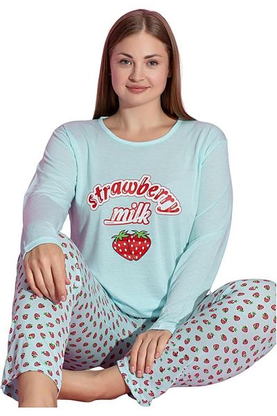 Muka طقم بيجامة نسائي كبير الحجم مكون من تي شيرت وبنطلون بأكمام طويلة مقاس 3XL-5XL ملابس منزلية ملابس نوم