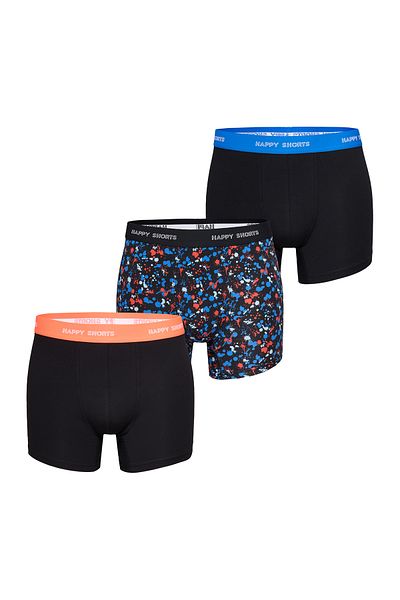 Happy Shorts Herren Boxershorts, 3er Pack - Retro Jersey, Logobund