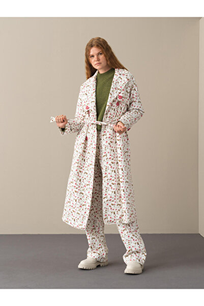 Xint Kadın Pembe Pamuk Dokulu Oversize Trençkot