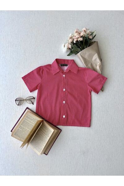 KÜÇÜĞÜM BUTİK Red Polka Dot Tunic and Red Polka Dot Boys Short Sleeve Shirt (Tunic-Shirt)
