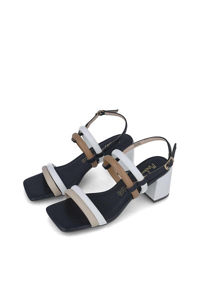 MENBUR WOMEN SHOES BLACK / WHITE SANDAL, MID HEEL, WITHOUT PLATFORM