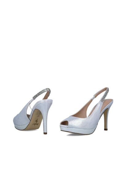 MENBUR WOMEN SHOES SILVER PEEP TOE, HIGH HEEL, PLATFORM