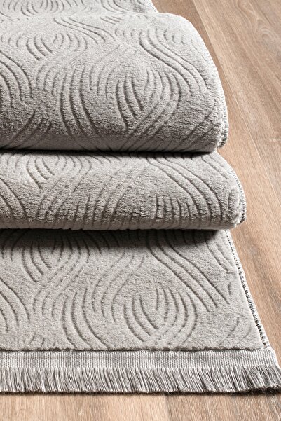 Valery Home Rayne Koleksiyonu Bukle Kabartmalı Rölyef Kaymaz Tabanlı Yıkanabilir Salon,Mutfak,Koridor Halısı Gri