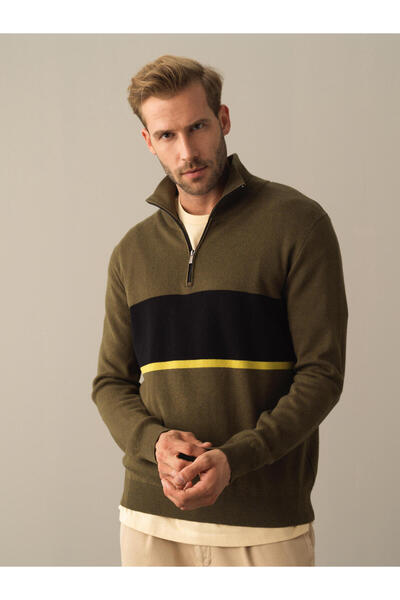 Xint Erkek Haki Pamuk Dokulu Regular Fit Sweatshirt