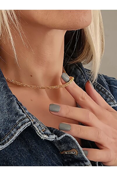 Eva Takı Store Zırh Örgü Zincir İnce Model Çelik Zincir Dokuma Altın Kaplama ...