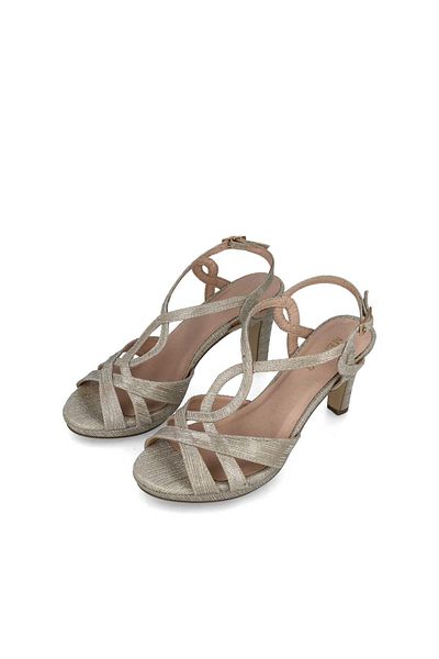 MENBUR WOMEN SHOES GOLD SANDAL, MID HEEL, PLATFORM
