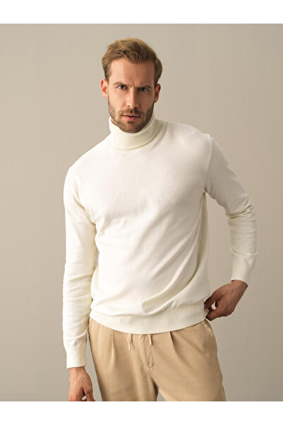 Xint Erkek Ekru Pamuk Dokulu Regular Fit Kazak