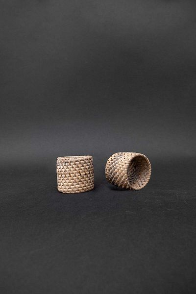 Barine Κρεμ δαχτυλίδι χαρτοπετσέτας Rattan - Σετ 2 5x5