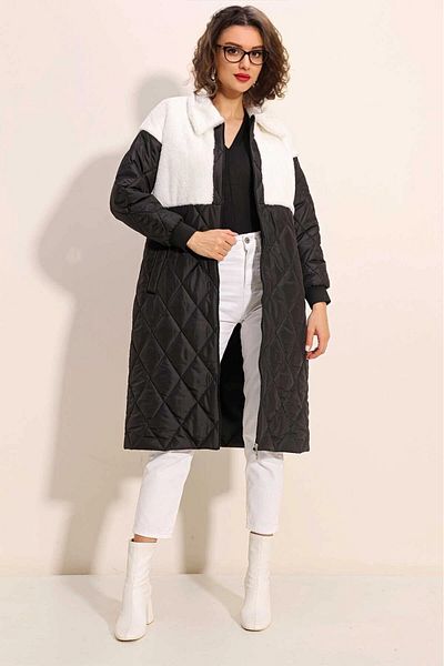hazelin White Plush Oversize Quilted Coat - Hzl25W-Bd 151851