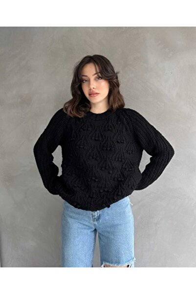 ALDAGİY FLEECE-STRICKPULOVER MIT RUNDHALS