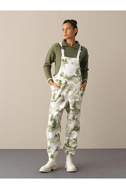 Xint Kadın Yeşil Formunu Koruyan Regular Fit Polar Salopet