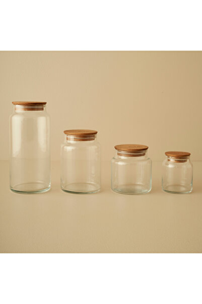 Bella Maison Joye Ahşap Kapaklı 4'lü Kavanoz Seti