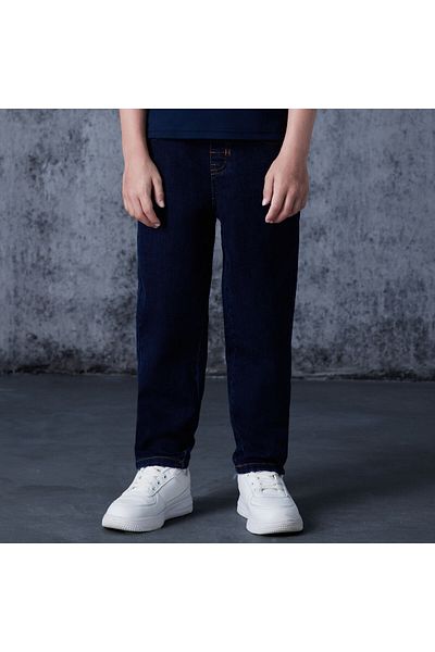 Giordano Junior Stretch Dyed Denim Mid Rise Regular Tapered Fit Elastic Waist Jeans
