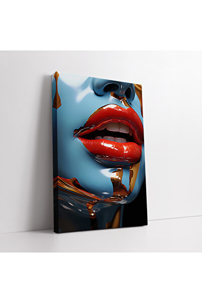 KOSS Dijital Pictură decorativă pe pânză cu portret de femeie cu buze roșii c...