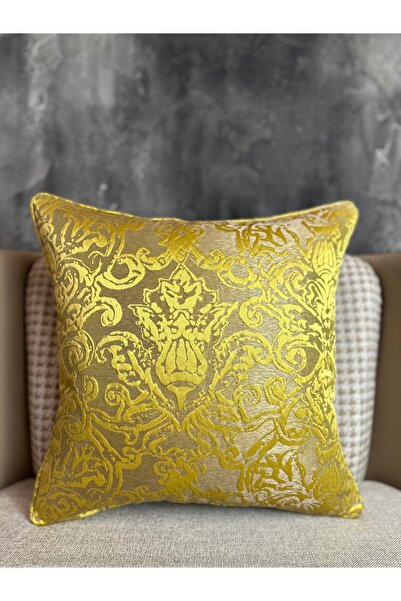 Fabricland Premium Marvel Series Yellow Embroidered Cushion Cover 43X43Cm