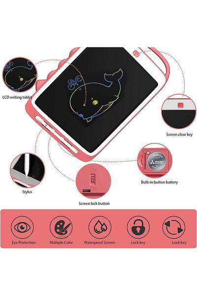 Yelajoy LCD Writing Tablet for Kids,12 In,Cartoon Dinosaur,Thickened ABS Material,Explosion-Proof Frame
