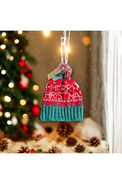 Fonem Unisex Pompom New Year Happy New Year Beret Material 90% Acrylic 10% Polyamide